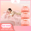 Hình ảnh bộ chăn ga cotton cao cấp màu hồng đẹp