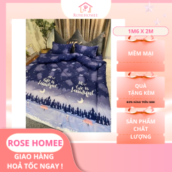 Bộ mền ga gối poly cotton 5 món chăn phao trần bông dày