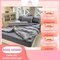 Bộ Chăn Ga Cotton Đũi Hàn Quốc 5 Món - Chăn Hè Trần Bông Mềm Mại, Ga Chun bo đệm