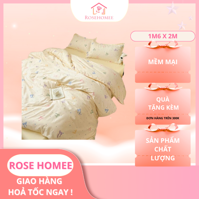 Bộ chăn ga lụa hoa xinh